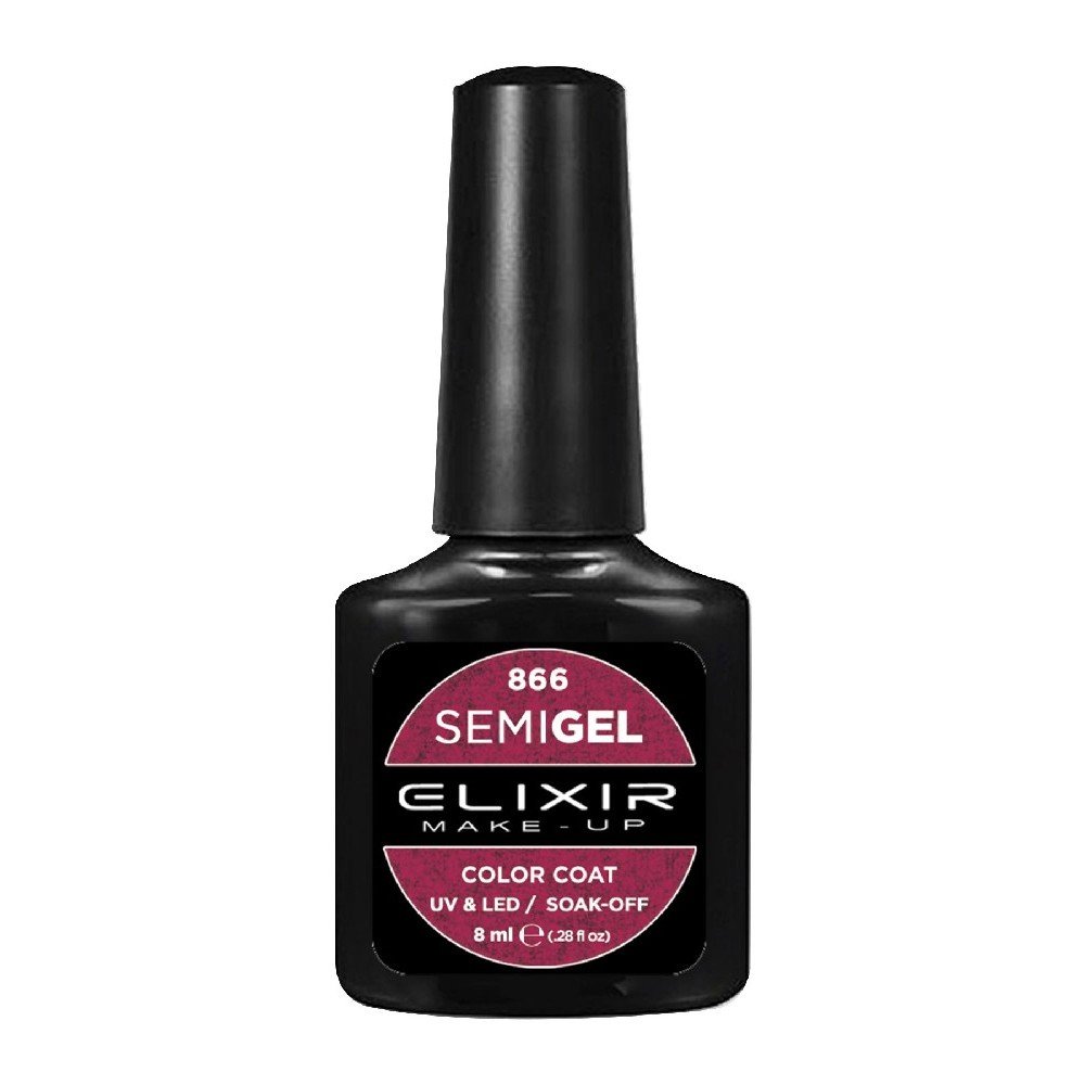 Elixir Make-up Semi Gel Ημιμόνιμο Επαγγελματικό Βερνίκι Νυχιών Νο866 Metallic Oxblood, 8ml