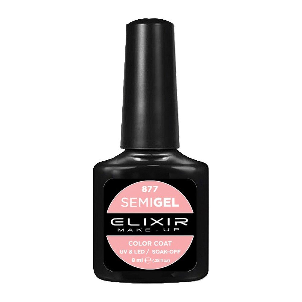 Elixir Make-up Semi Gel Ημιμόνιμο Επαγγελματικό Βερνίκι Νυχιών Νο877 Light Pink, 8ml