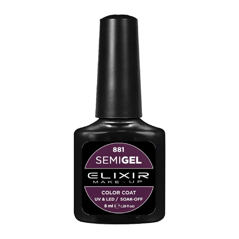 Elixir Make-up Semi Gel Ημιμόνιμο Επαγγελματικό Βερνίκι Νυχιών Νο881 Mahogany, 8ml