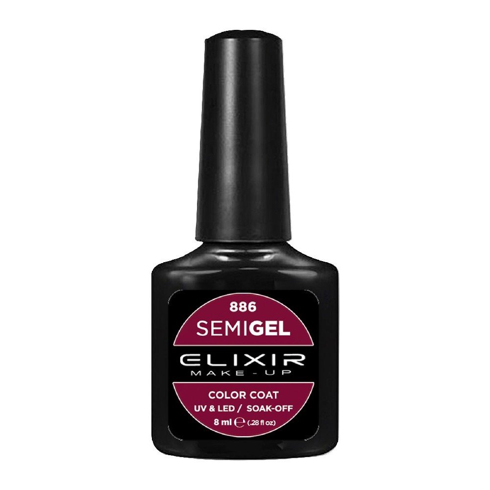 Elixir Make-up Semi Gel Ημιμόνιμο Επαγγελματικό Βερνίκι Νυχιών Νο886 Imperial Purple, 8ml