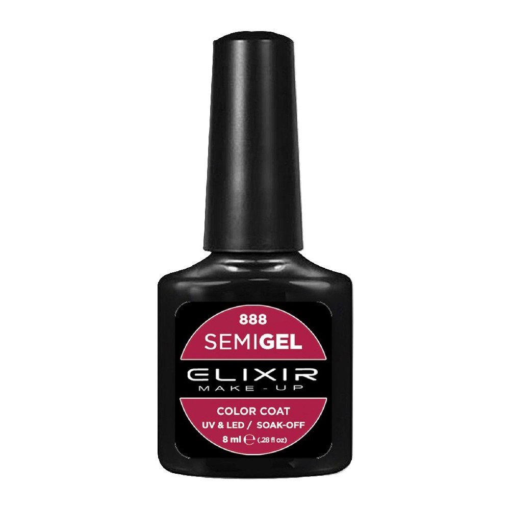 Elixir Make-up Semi Gel Ημιμόνιμο Επαγγελματικό Βερνίκι Νυχιών Νο888 Plum, 8ml