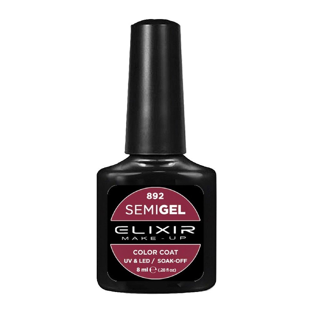 Elixir Make-up Semi Gel Ημιμόνιμο Επαγγελματικό Βερνίκι Νυχιών Νο892 Currant, 8ml