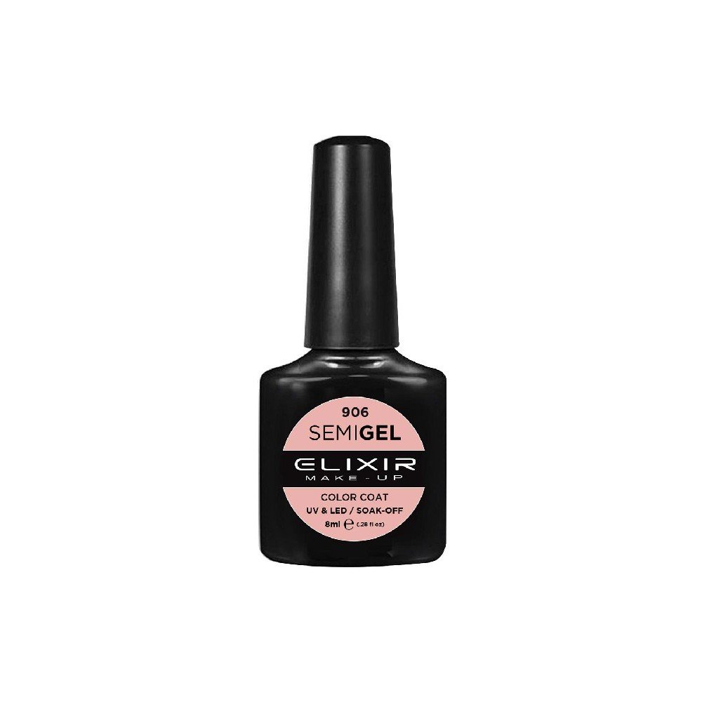 Elixir Make-up Semi Gel Ημιμόνιμο Επαγγελματικό Βερνίκι Νυχιών Νο906 Salmon Pink, 8ml