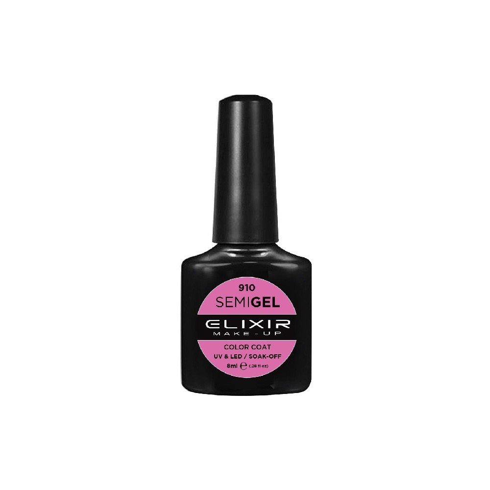 Elixir Make-up Semi Gel Ημιμόνιμο Επαγγελματικό Βερνίκι Νυχιών Νο910 Rose Pink, 8ml
