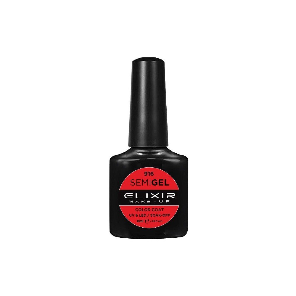 Elixir Make-up Semi Gel Ημιμόνιμο Επαγγελματικό Βερνίκι Νυχιών Νο916 Ruby, 8ml