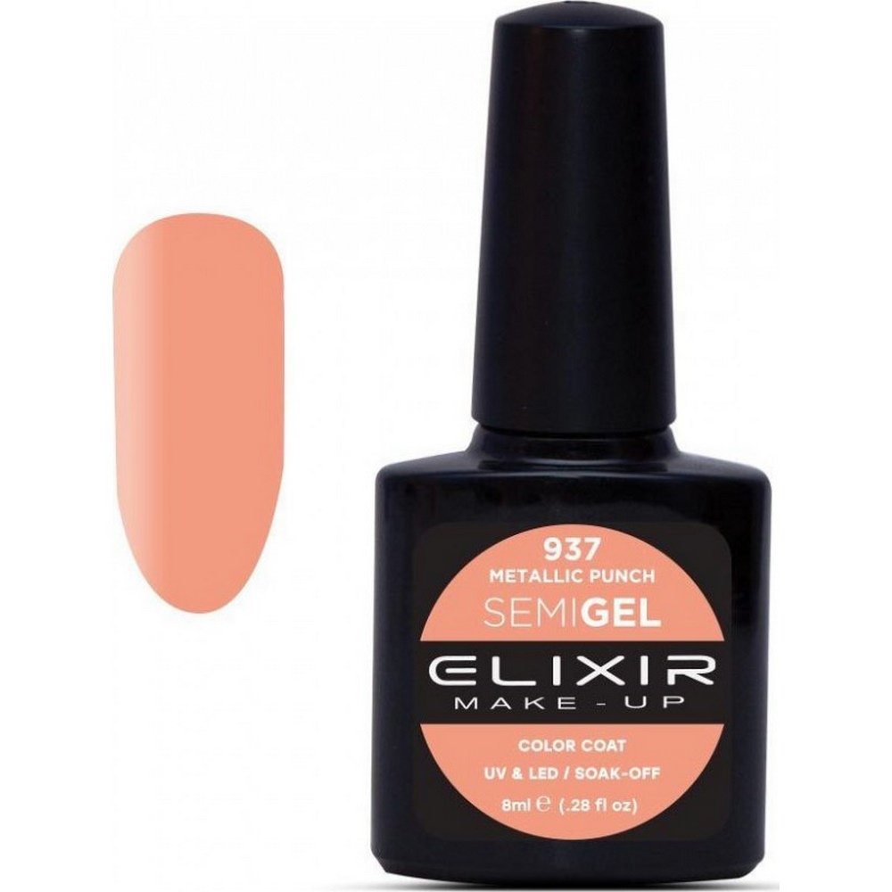 Elixir Make-up Semi Gel Ημιμόνιμο Επαγγελματικό Βερνίκι Νυχιών Νο937 Metallic Punch, 8ml