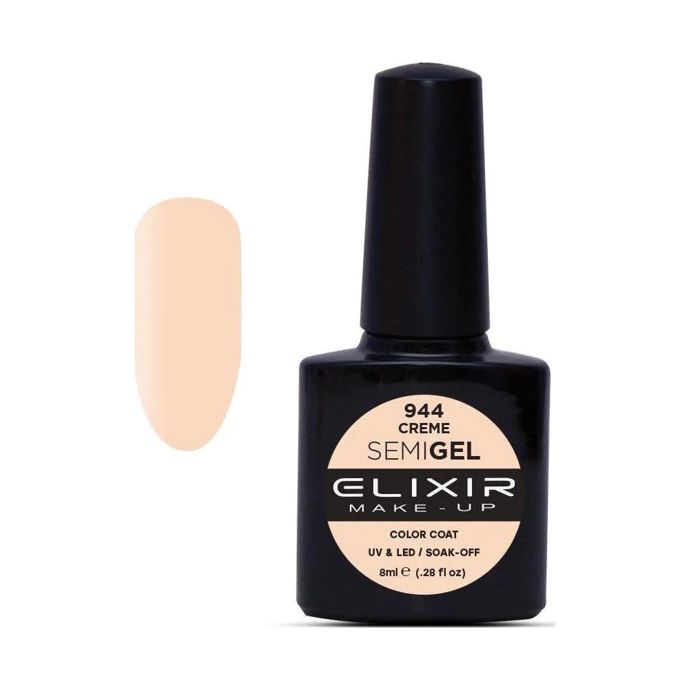 Elixir Make-up Semi Gel Ημιμόνιμο Επαγγελματικό Βερνίκι Νυχιών Νο944 Creme, 8ml
