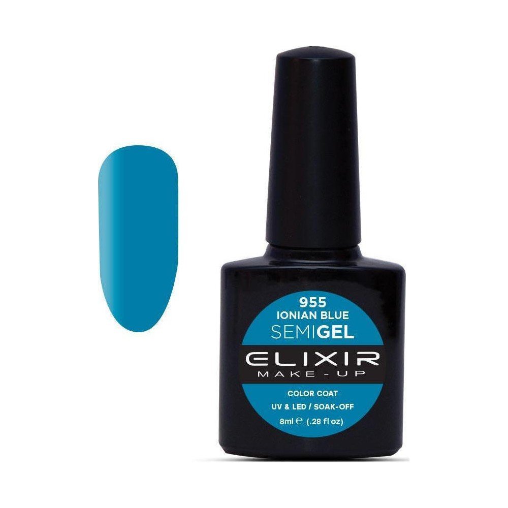 Elixir Make-up Semi Gel Ημιμόνιμο Επαγγελματικό Βερνίκι Νυχιών Νο955 Ionian Blue, 8ml