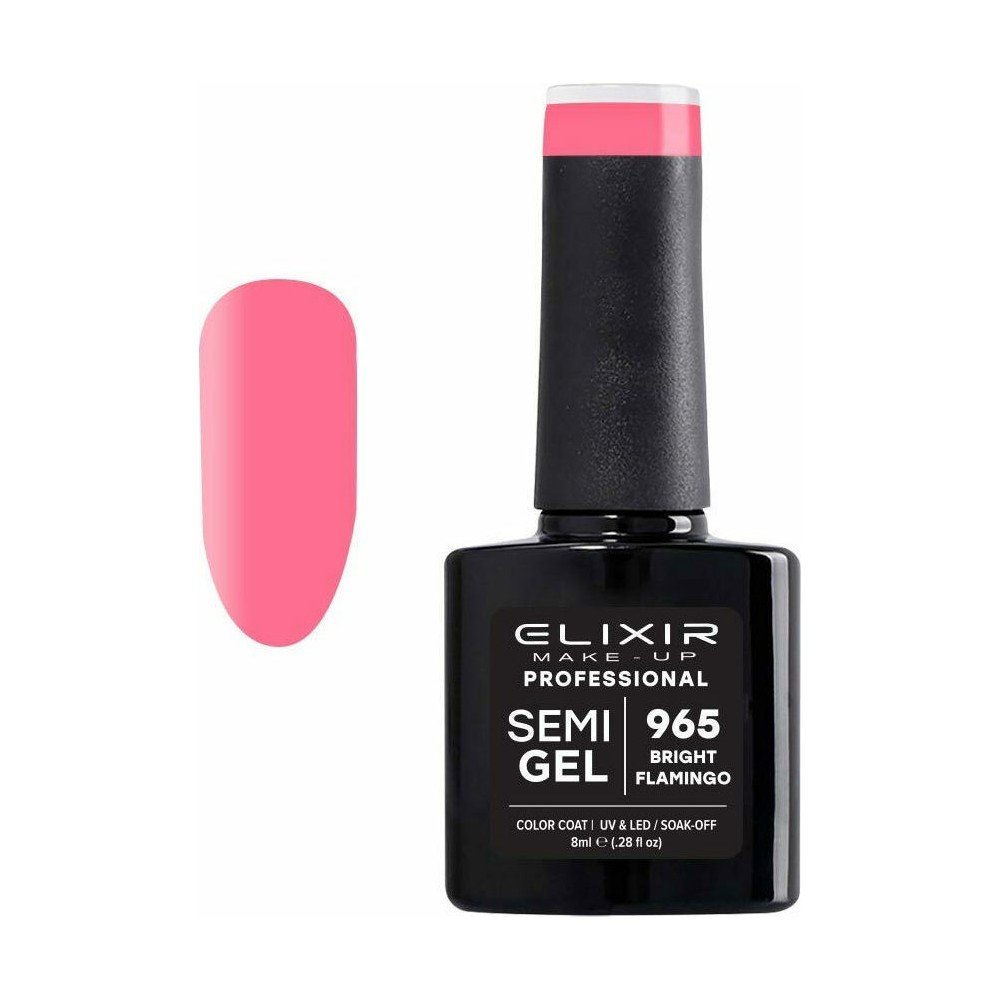 Elixir Make-up Semi Gel Ημιμόνιμο Επαγγελματικό Βερνίκι Νυχιών Νο965 Bright Flamingo, 8ml