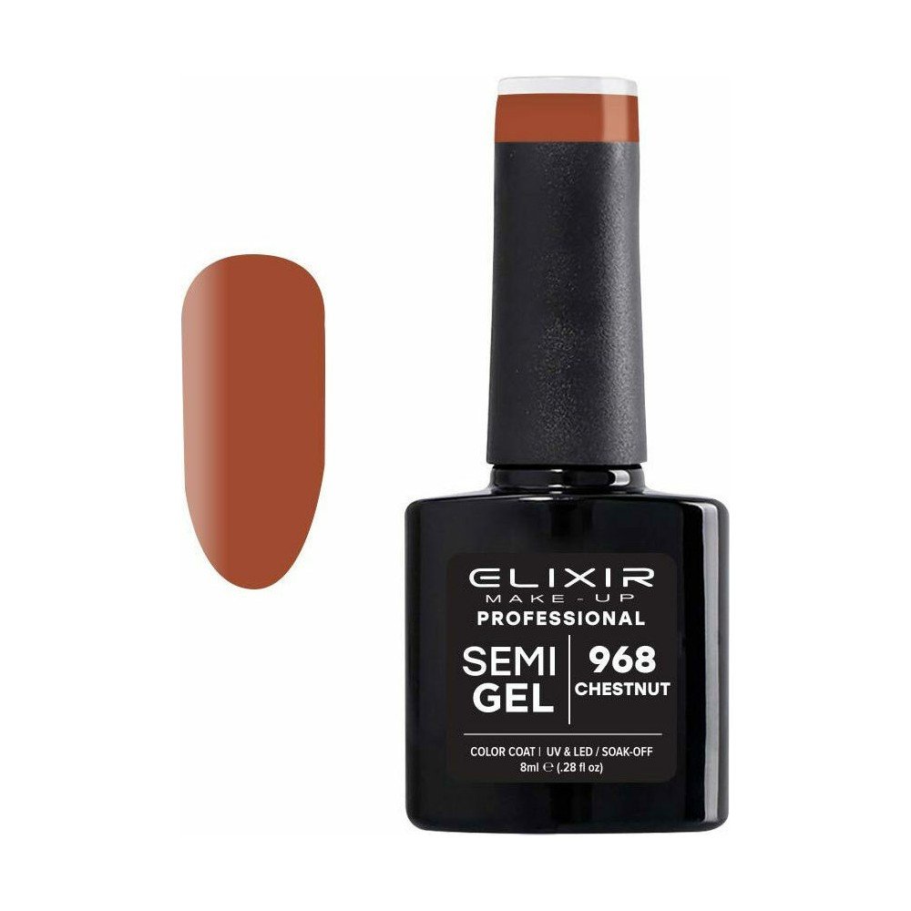 Elixir Make-up Semi Gel Ημιμόνιμο Επαγγελματικό Βερνίκι Νυχιών Νο968 Chestnut, 8ml