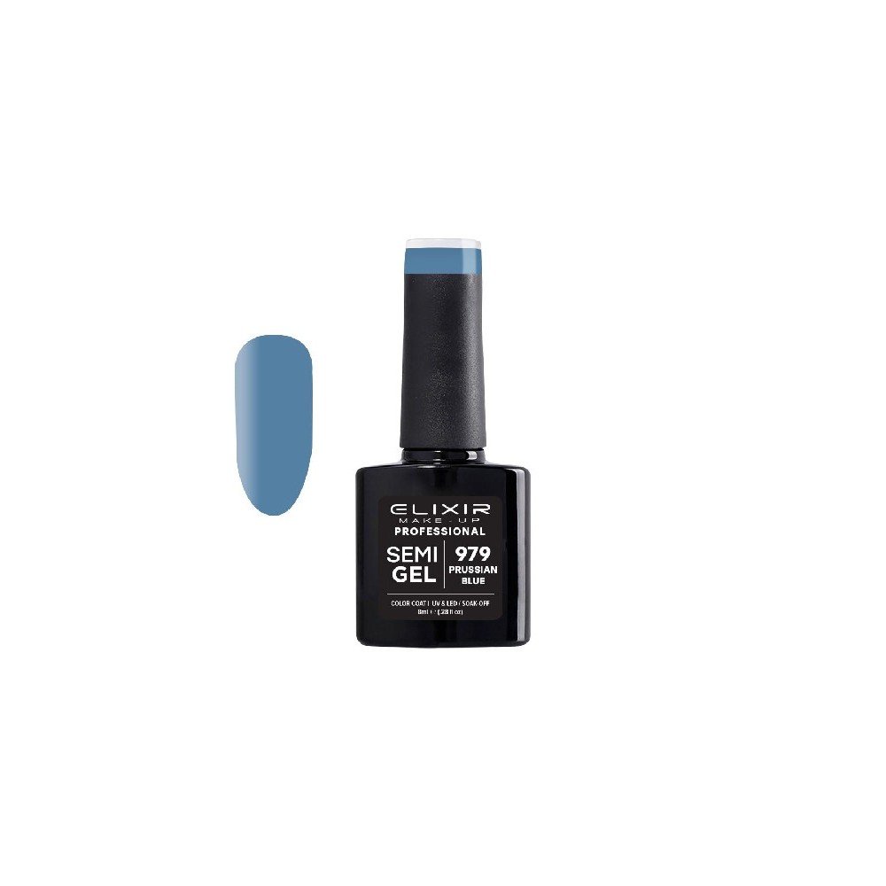 Elixir Make-up Semi Gel Ημιμόνιμο Επαγγελματικό Βερνίκι Νυχιών Νο979 Prussian Blue, 8ml
