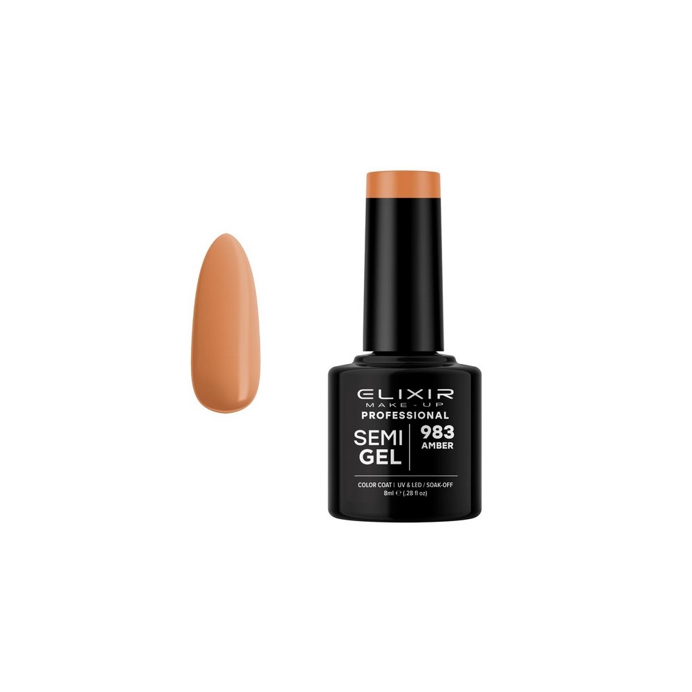 Elixir Make-up Semi Gel Ημιμόνιμο Επαγγελματικό Βερνίκι Νυχιών Νο983 Amber, 8ml