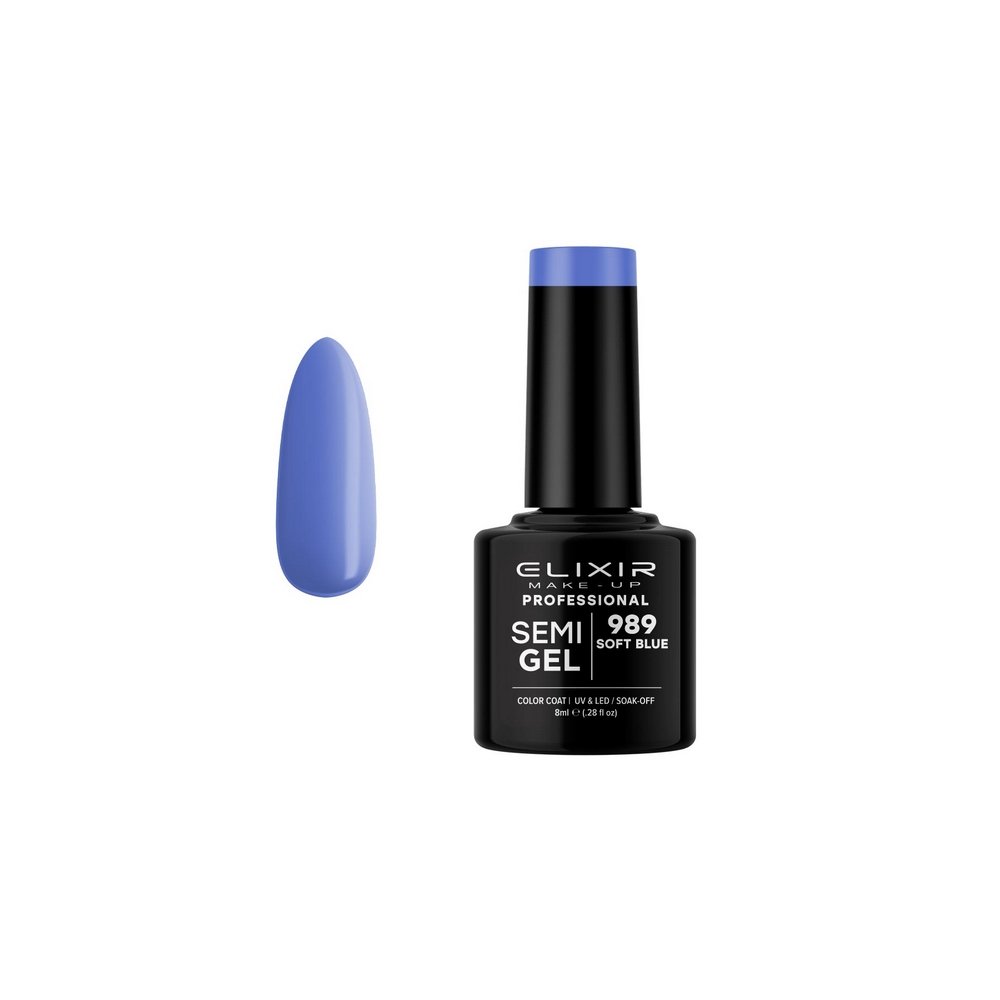 Elixir Make-up Semi Gel Ημιμόνιμο Επαγγελματικό Βερνίκι Νυχιών Νο989 Soft Blue, 8ml