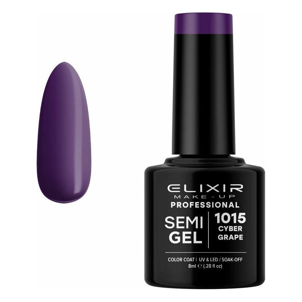 Elixir Make-up Semi Gel Ημιμόνιμο Επαγγελματικό Βερνίκι Νυχιών Νο1015 Cyber Grape, 8ml