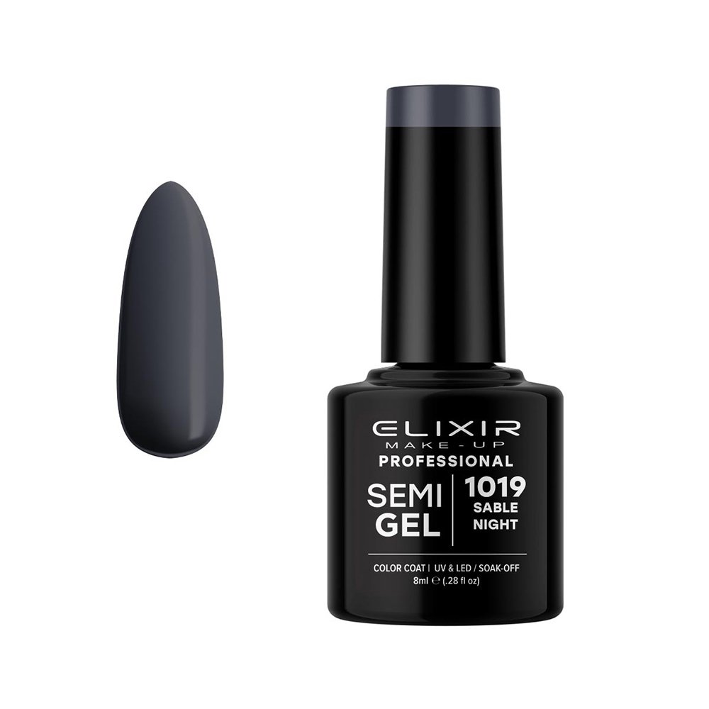 Elixir Make-up Semi Gel Ημιμόνιμο Επαγγελματικό Βερνίκι Νυχιών Νο1019 Sable Night, 8ml