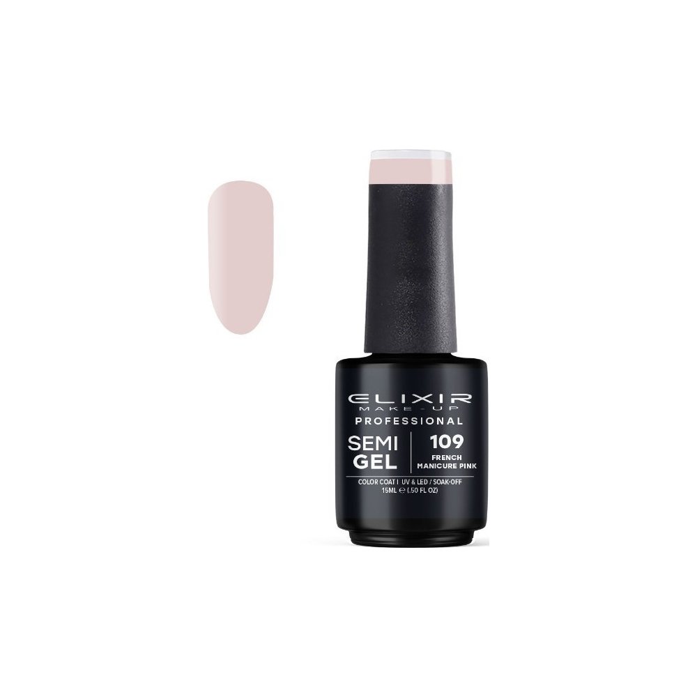 Elixir Make-up Semi Gel Ημιμόνιμο Επαγγελματικό Βερνίκι Νυχιών Νο109 French Manicure Pink, 15ml