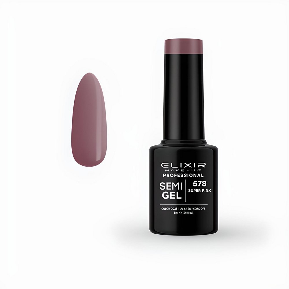 Elixir Make-up Semi Gel Ημιμόνιμο Επαγγελματικό Βερνίκι Νυχιών Νο578 Super Pink, 5ml