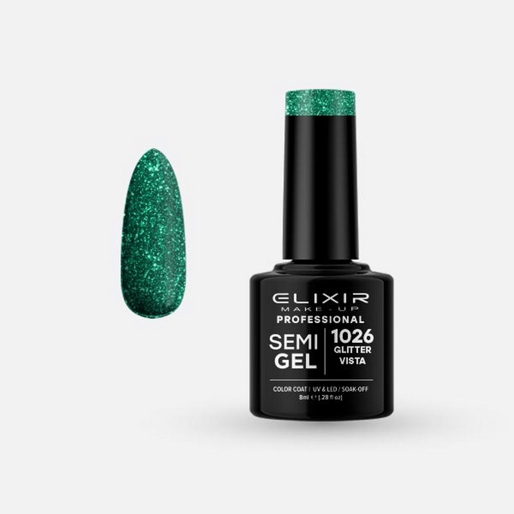 Elixir Make-up Semi Gel Ημιμόνιμο Επαγγελματικό Βερνίκι Νυχιών Νο1026 Glitter Vista, 8ml
