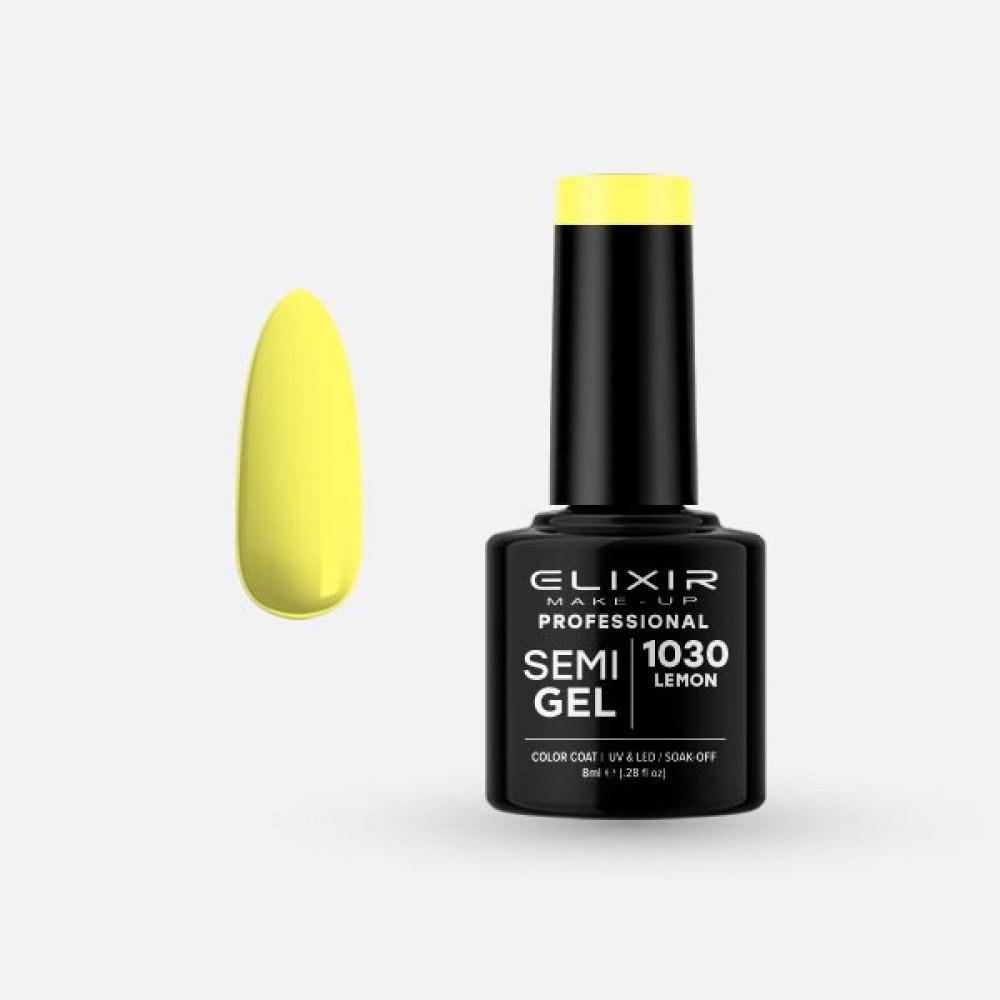 Elixir Make-up Semi Gel Ημιμόνιμο Επαγγελματικό Βερνίκι Νυχιών Νο1030 Lemon, 8ml