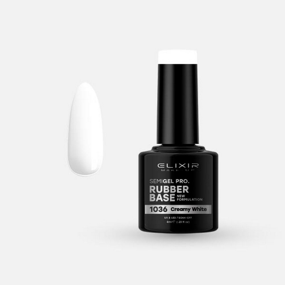 Elixir Make-up Semi Gel Rubber Base Νο1036 Creamy White, 8ml