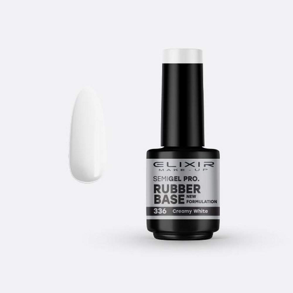Elixir Make-up Semi Gel Ημιμόνιμο Επαγγελματικό Βερνίκι Νυχιών Νο336 Rubber Base Creamy White, 15ml