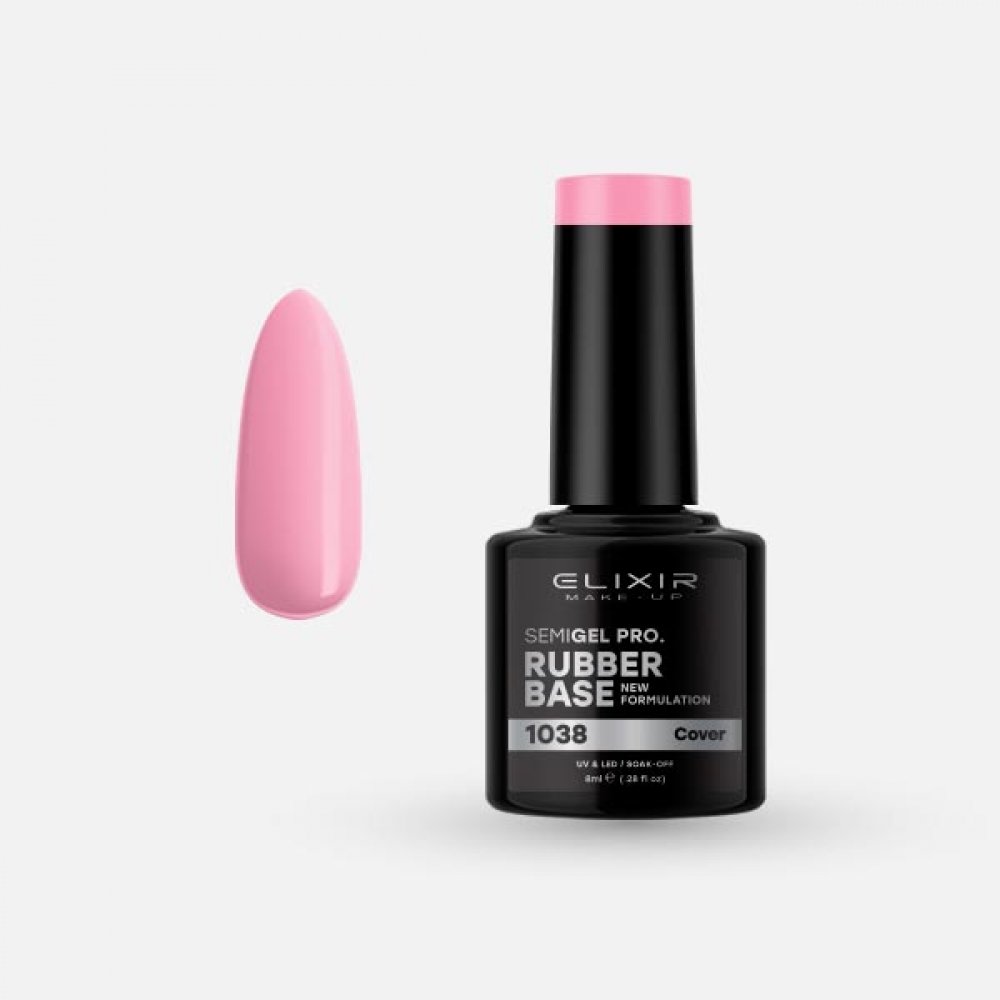 Elixir Make-up Semi Gel Rubber Base Παχύρρευστη Βάση με Χρώμα No1038 Cover, 8ml