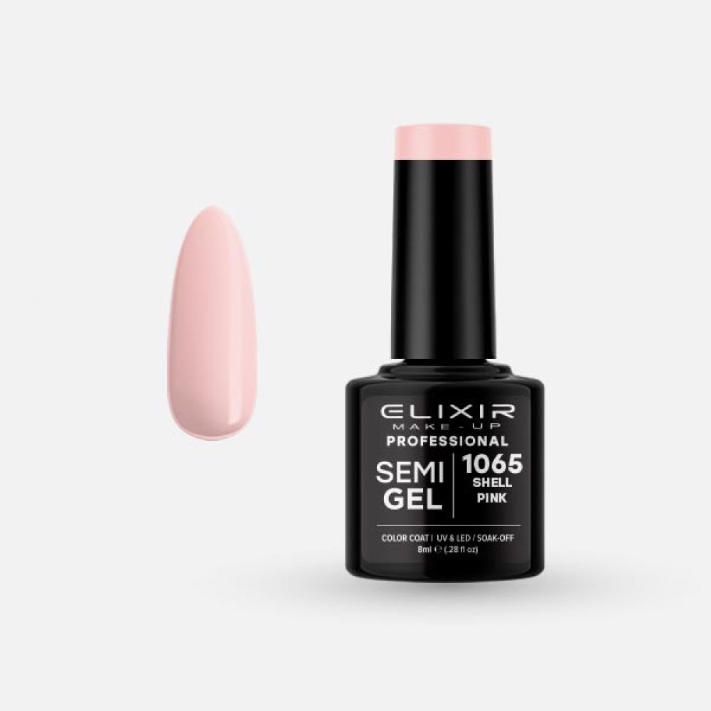 Elixir Make-up Semi Gel Ημιμόνιμο Επαγγελματικό Βερνίκι Νυχιών Νο1065 Shell Pink, 8ml