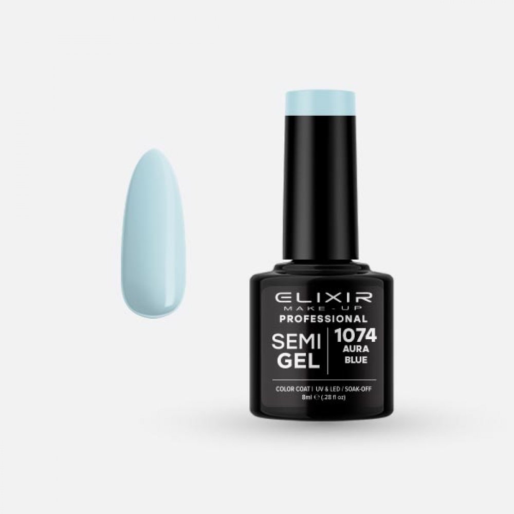 Elixir Make-up Semi Gel Ημιμόνιμο Επαγγελματικό Βερνίκι Νυχιών Νο1074 Aura Blue, 8ml