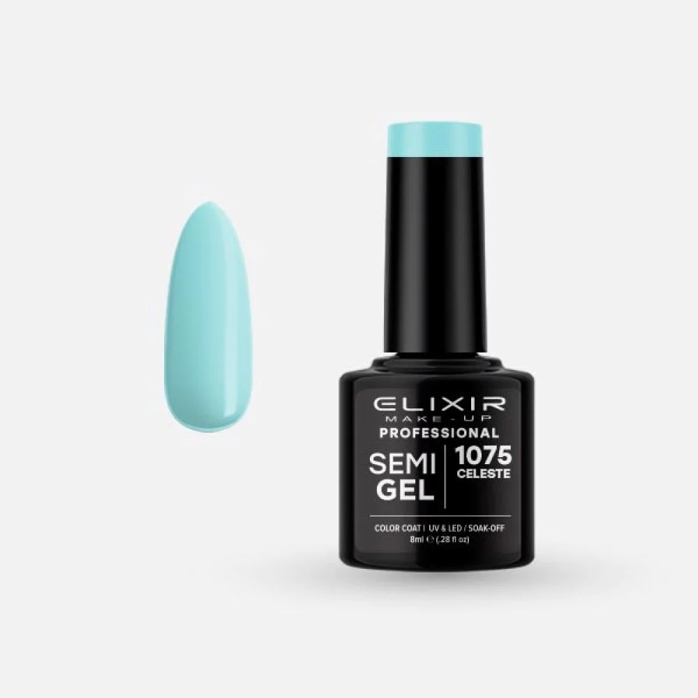 Elixir Make-up Semi Gel Ημιμόνιμο Επαγγελματικό Βερνίκι Νυχιών Νο1075 Celeste, 8ml