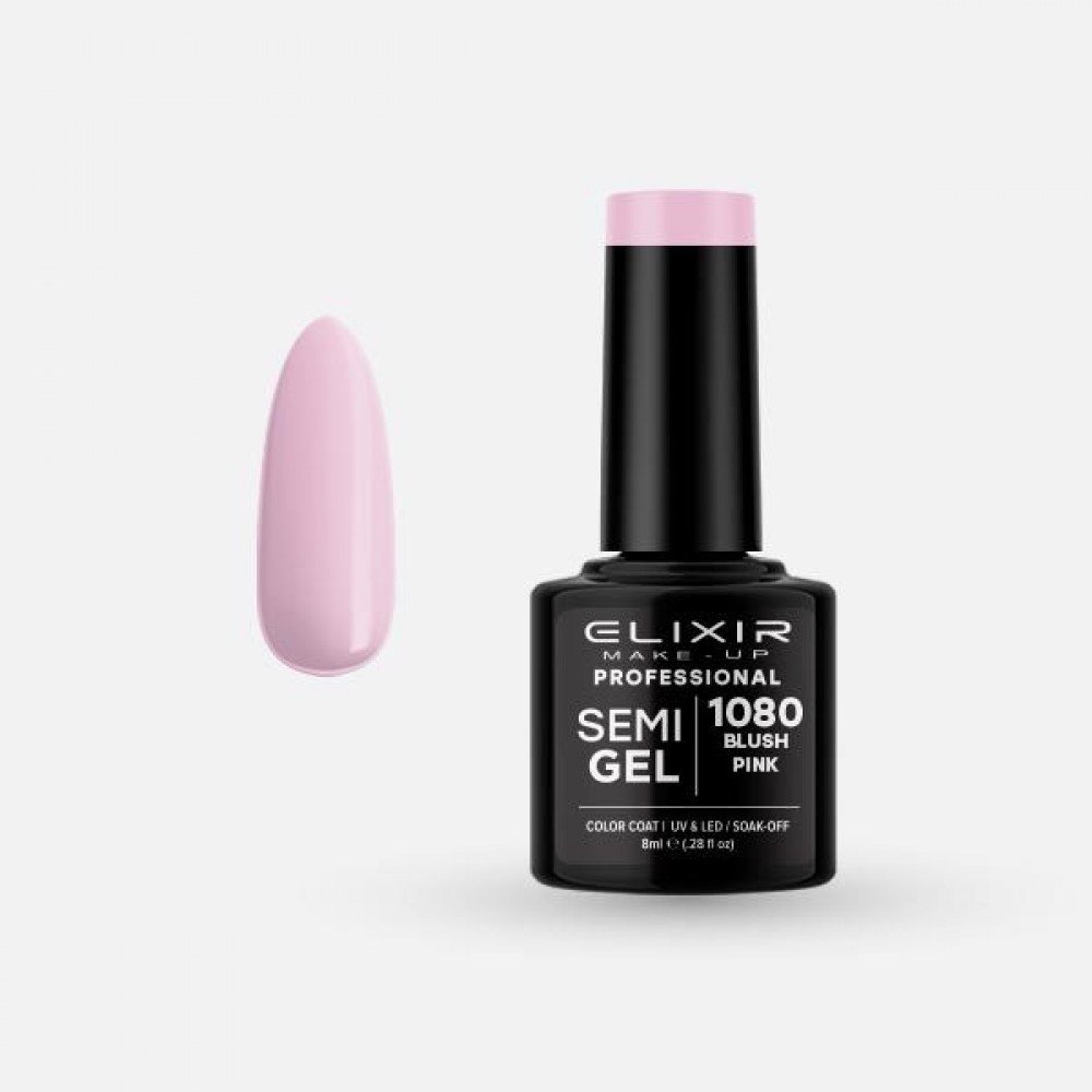 Elixir Make-up Semi Gel Ημιμόνιμο Επαγγελματικό Βερνίκι Νυχιών Νο1080 Pink Blush, 8ml