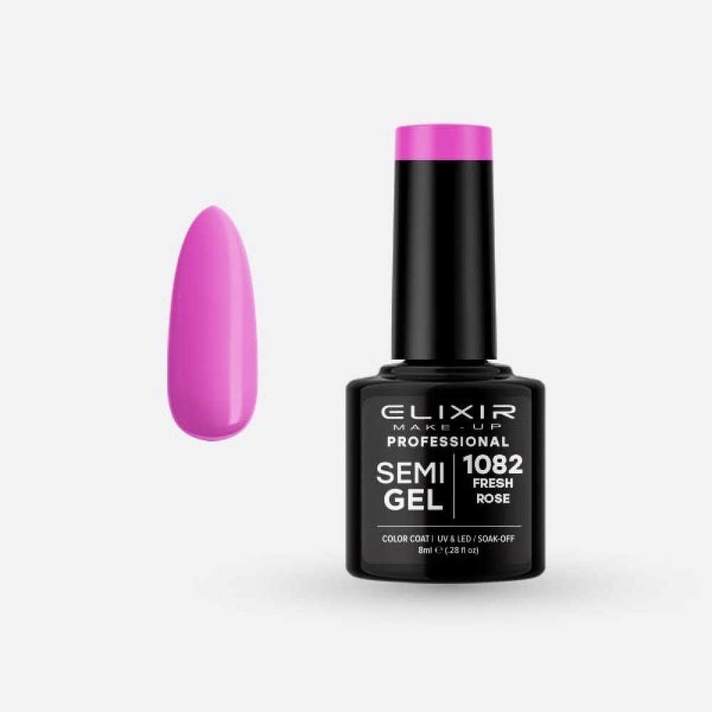 Elixir Make-up Semi Gel Ημιμόνιμο Επαγγελματικό Βερνίκι Νυχιών Νο1082 Fresh Rose, 8ml