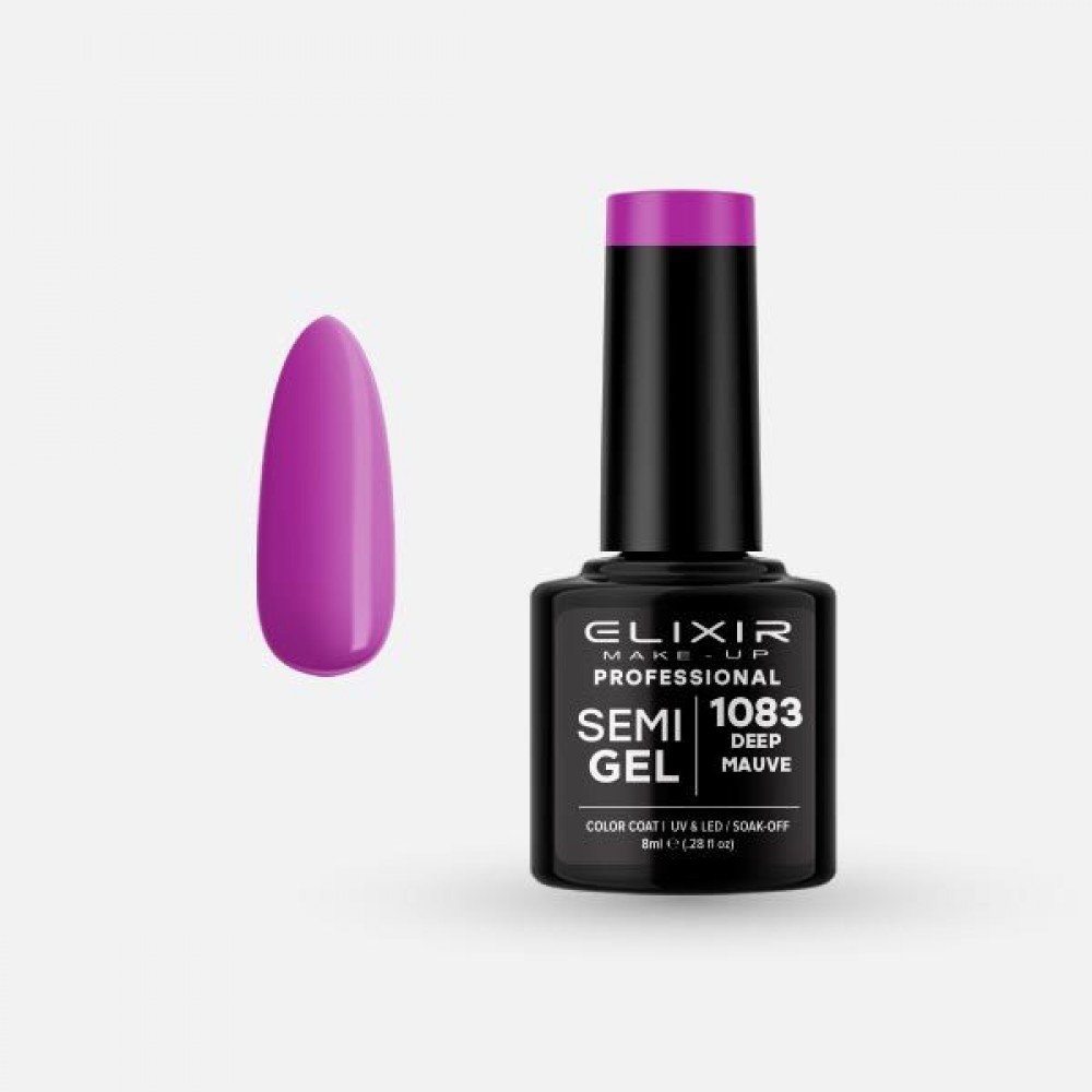 Elixir Make-up Semi Gel Ημιμόνιμο Επαγγελματικό Βερνίκι Νυχιών Νο1083 Deep Mauve, 8ml