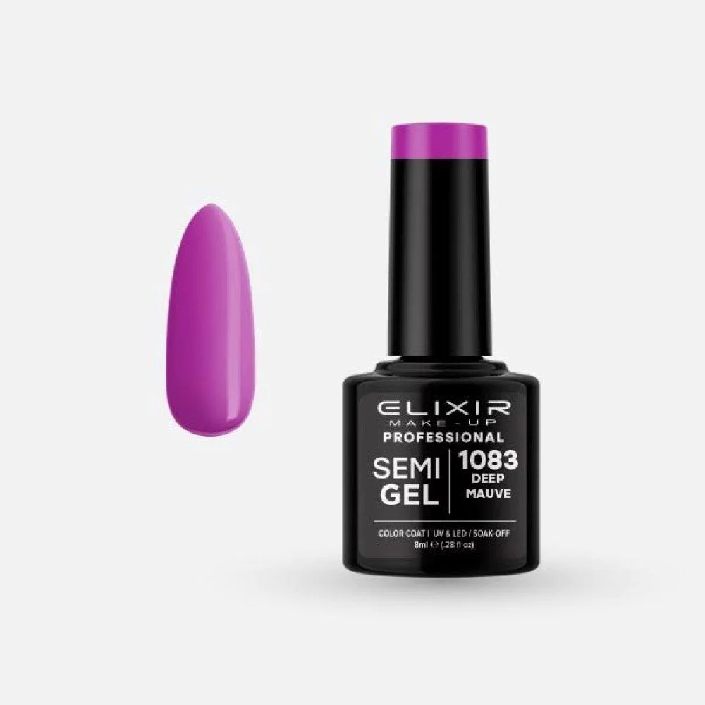 Elixir Make-up Semi Gel Ημιμόνιμο Επαγγελματικό Βερνίκι Νυχιών Νο1083 Deep Mauve, 8ml