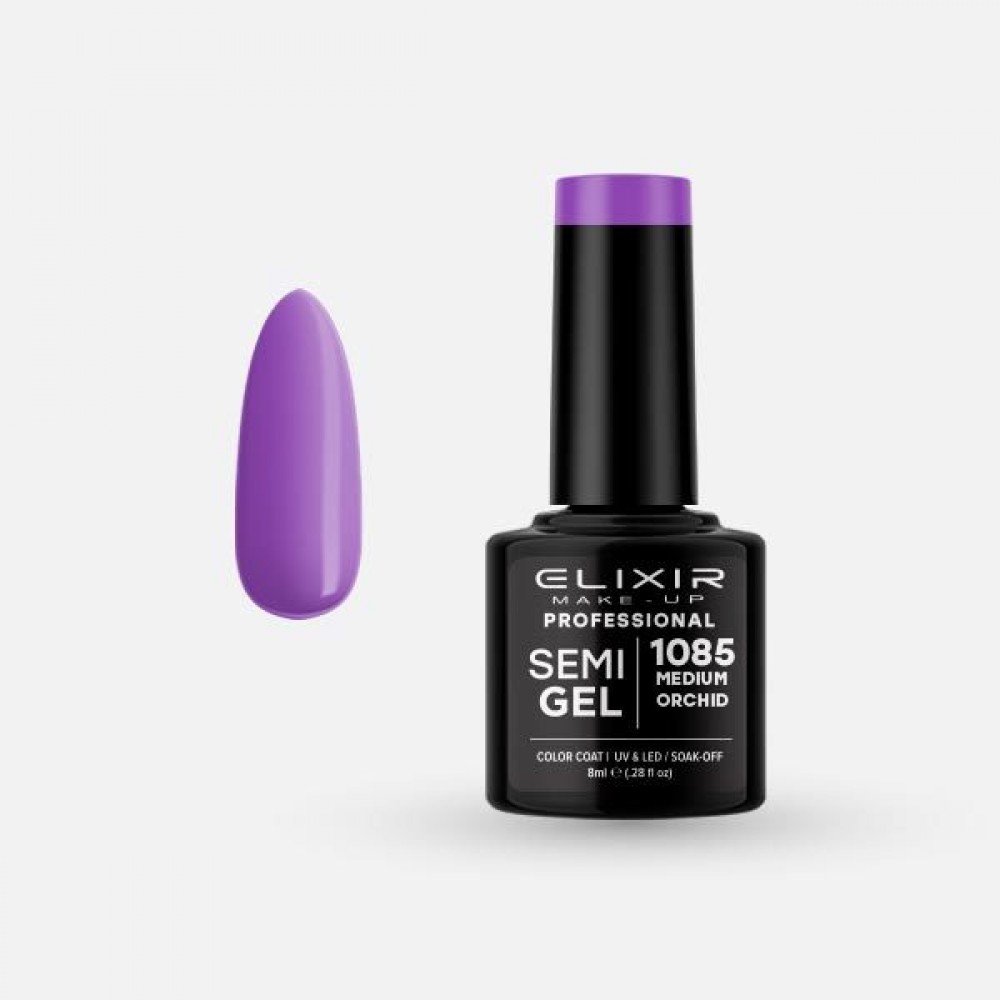 Elixir Make-up Semi Gel Ημιμόνιμο Επαγγελματικό Βερνίκι Νυχιών Νο1085 Medium Orchid, 8ml