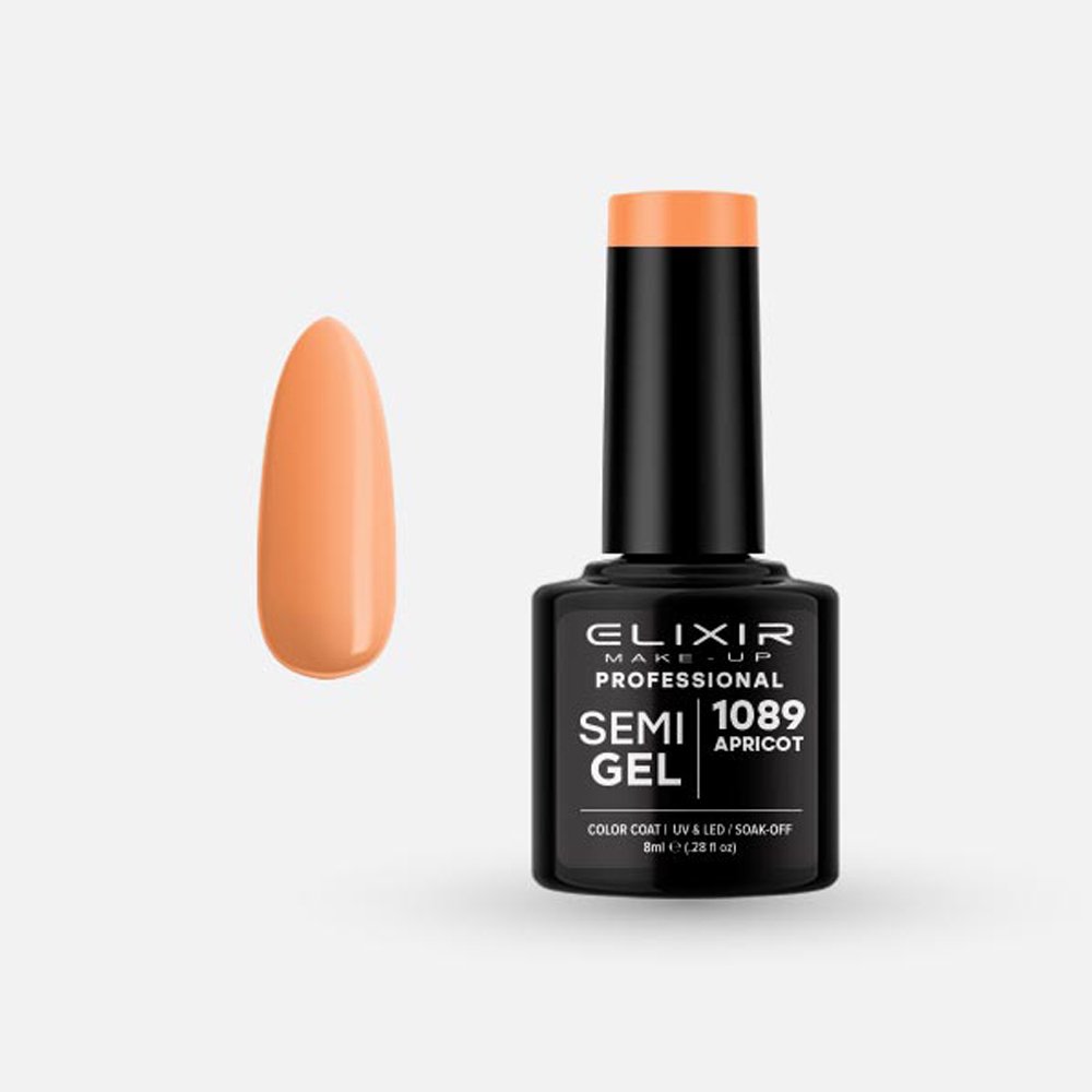 Elixir Make-up Semi Gel Ημιμόνιμο Επαγγελματικό Βερνίκι Νυχιών Νο1089 Apricot, 8ml