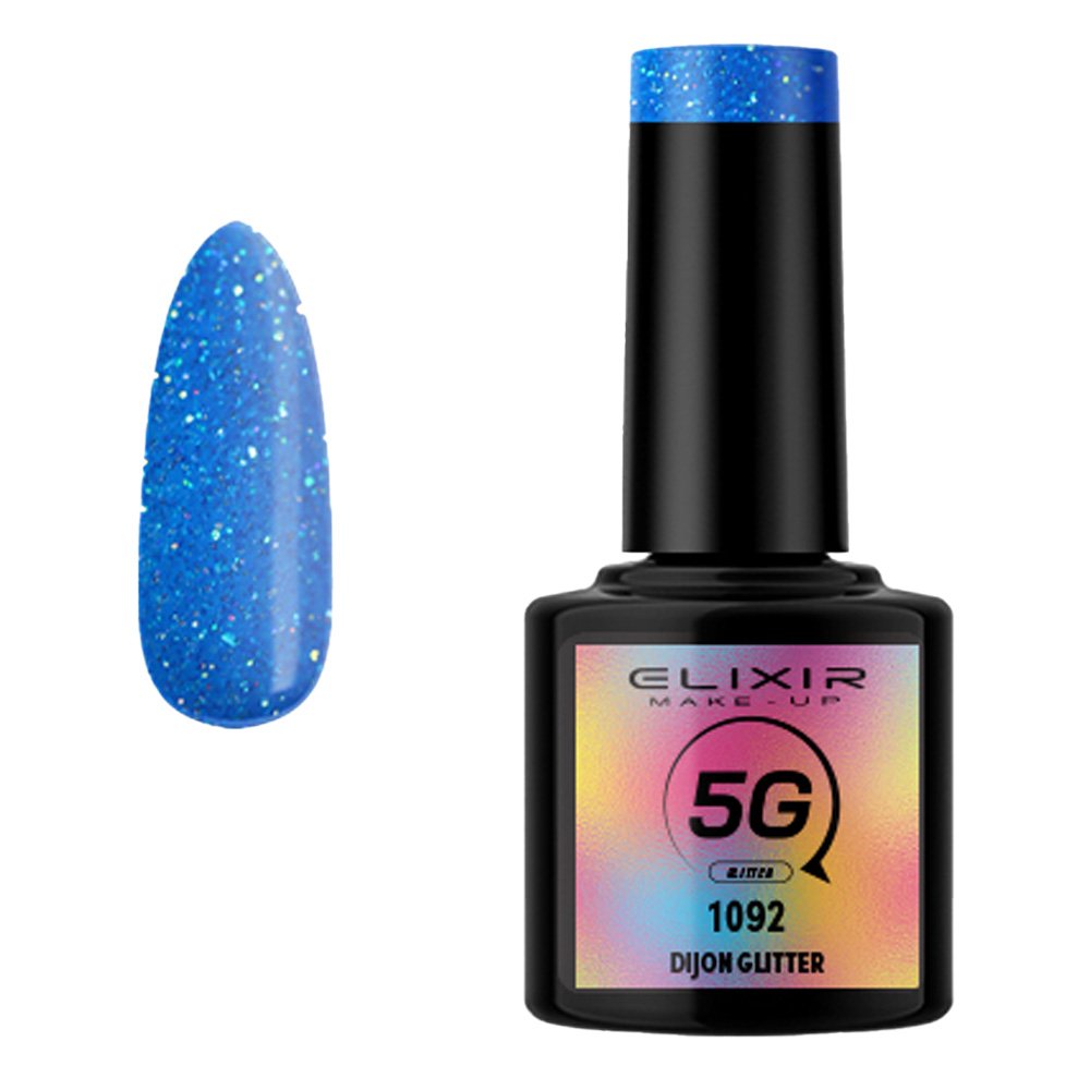 Elixir Make-up Semi Gel Ημιμόνιμο Επαγγελματικό Βερνίκι Νυχιών Νο1092 Dijon Glitter, 8ml