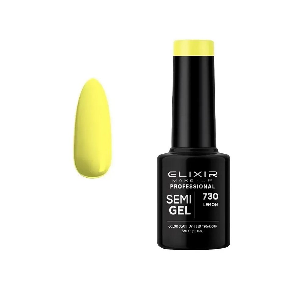 Elixir Make-up Semi Gel Ημιμόνιμο Επαγγελματικό Βερνίκι Νυχιών Νο730 Lemon, 5ml