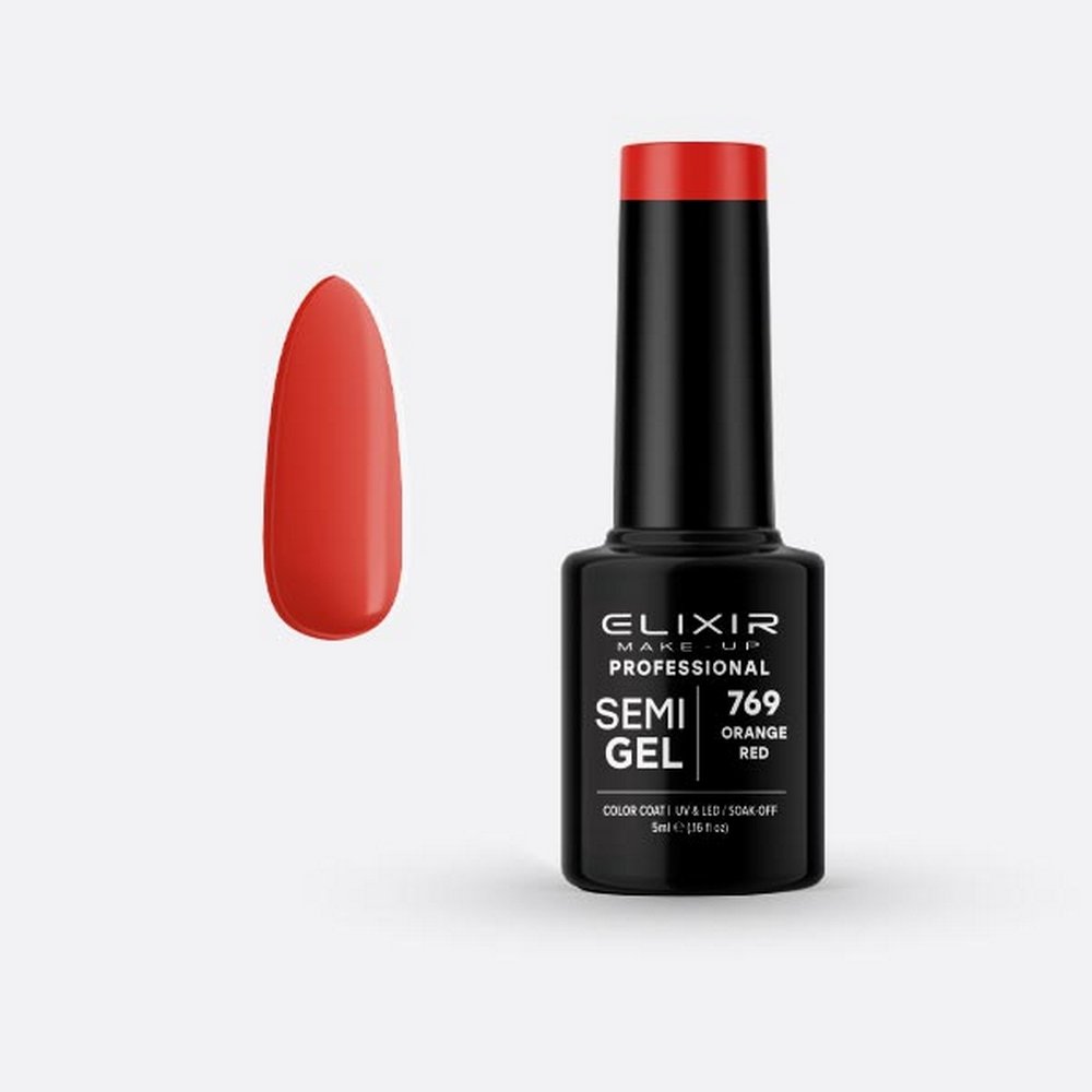Elixir Make-up Semi Gel Ημιμόνιμο Επαγγελματικό Βερνίκι Νυχιών Νο769 Orange Red, 5ml