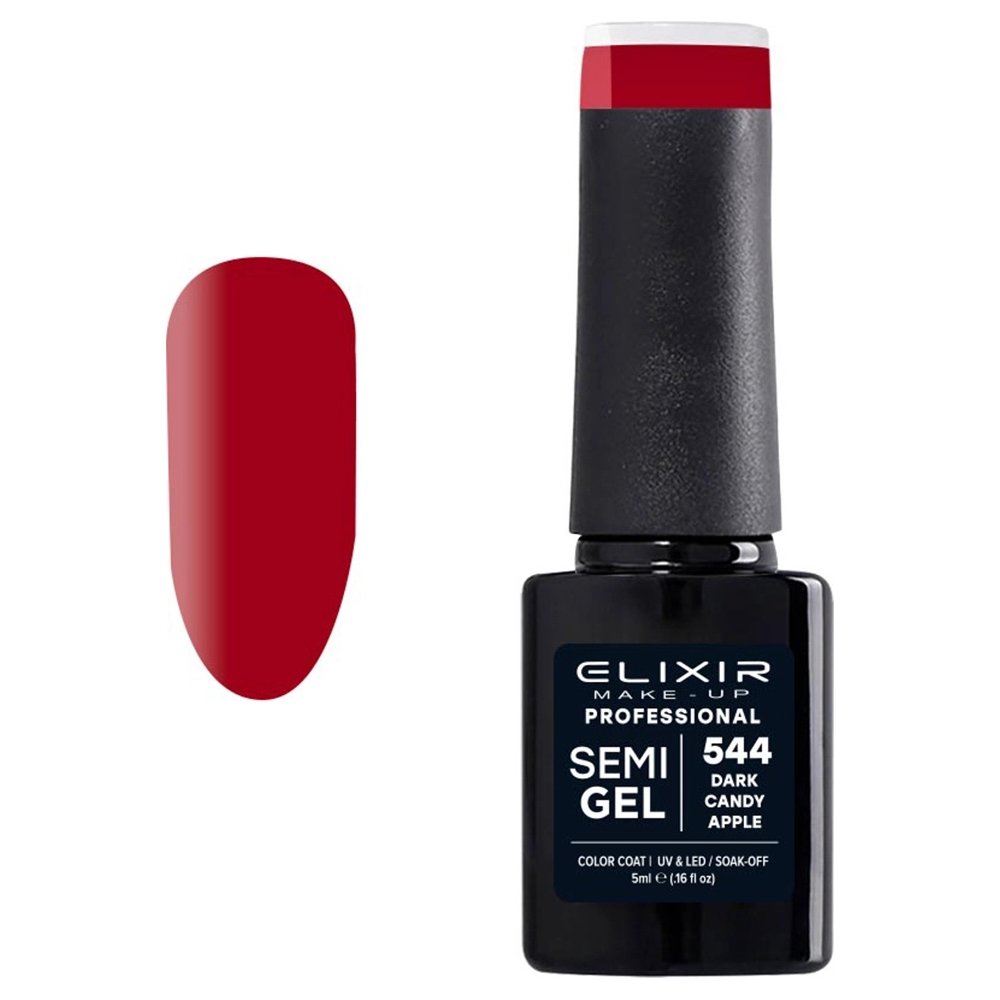 Elixir Make-up Semi Gel Ημιμόνιμο Επαγγελματικό Βερνίκι Νυχιών Νο544 Dark Candy Apple, 5ml
