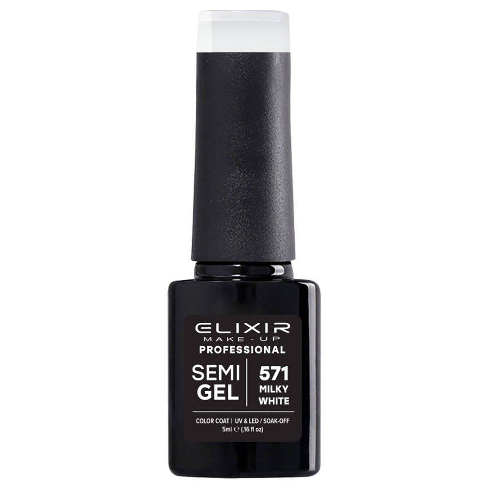 Elixir Make-up Semi Gel Ημιμόνιμο Επαγγελματικό Βερνίκι Νυχιών Νο571 Milk White, 5ml