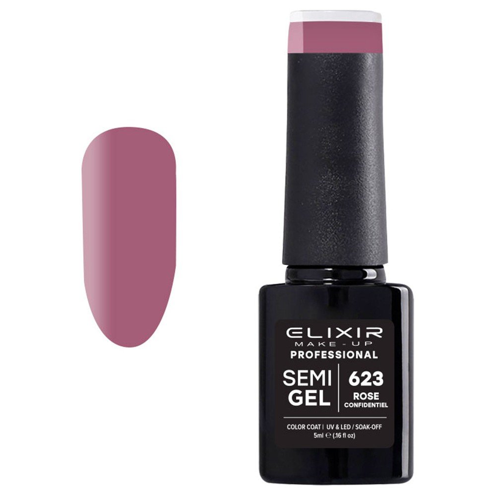 Elixir Make-up Semi Gel Ημιμόνιμο Επαγγελματικό Βερνίκι Νυχιών Νο623 Rose Confidential, 5ml