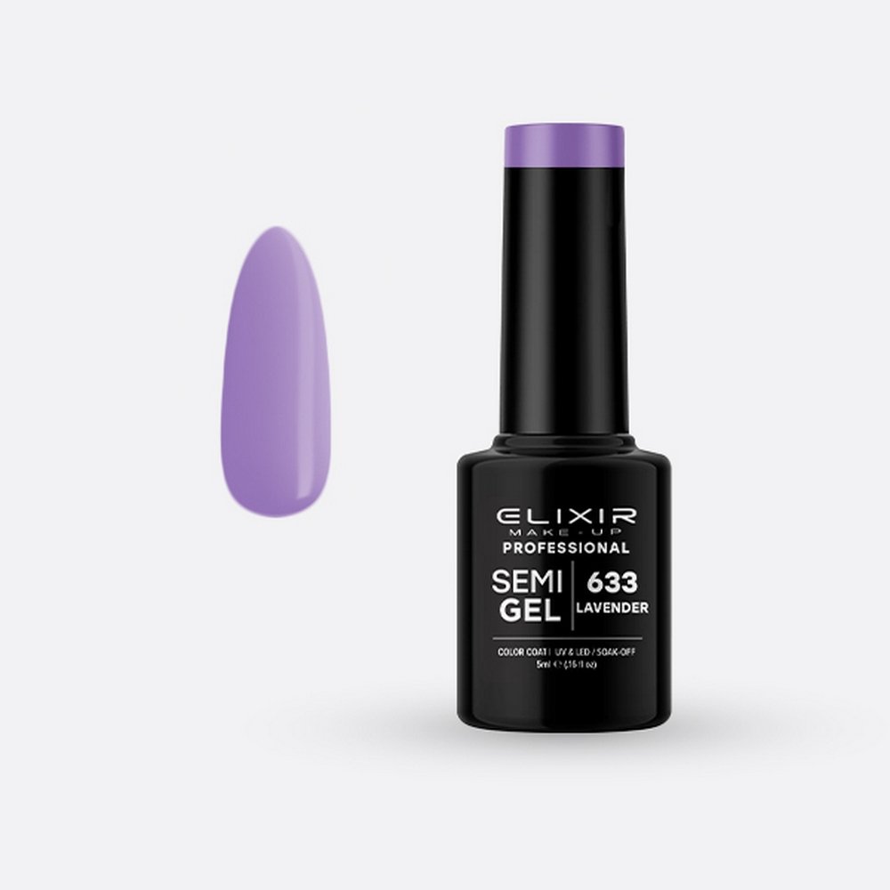 Elixir Make-up Semi Gel Ημιμόνιμο Επαγγελματικό Βερνίκι Νυχιών Νο633 Lavender, 5ml