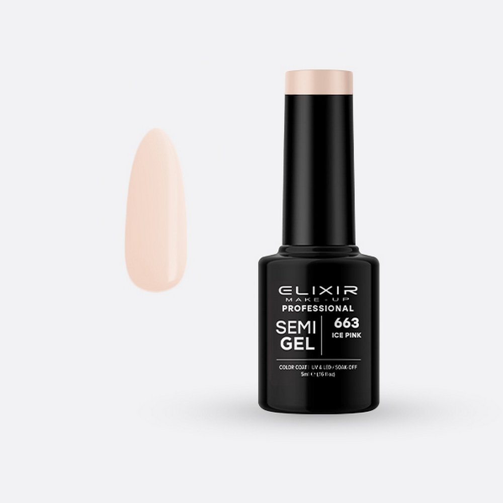 Elixir Make-up Semi Gel Ημιμόνιμο Επαγγελματικό Βερνίκι Νυχιών Νο663 Pink Ice, 5ml