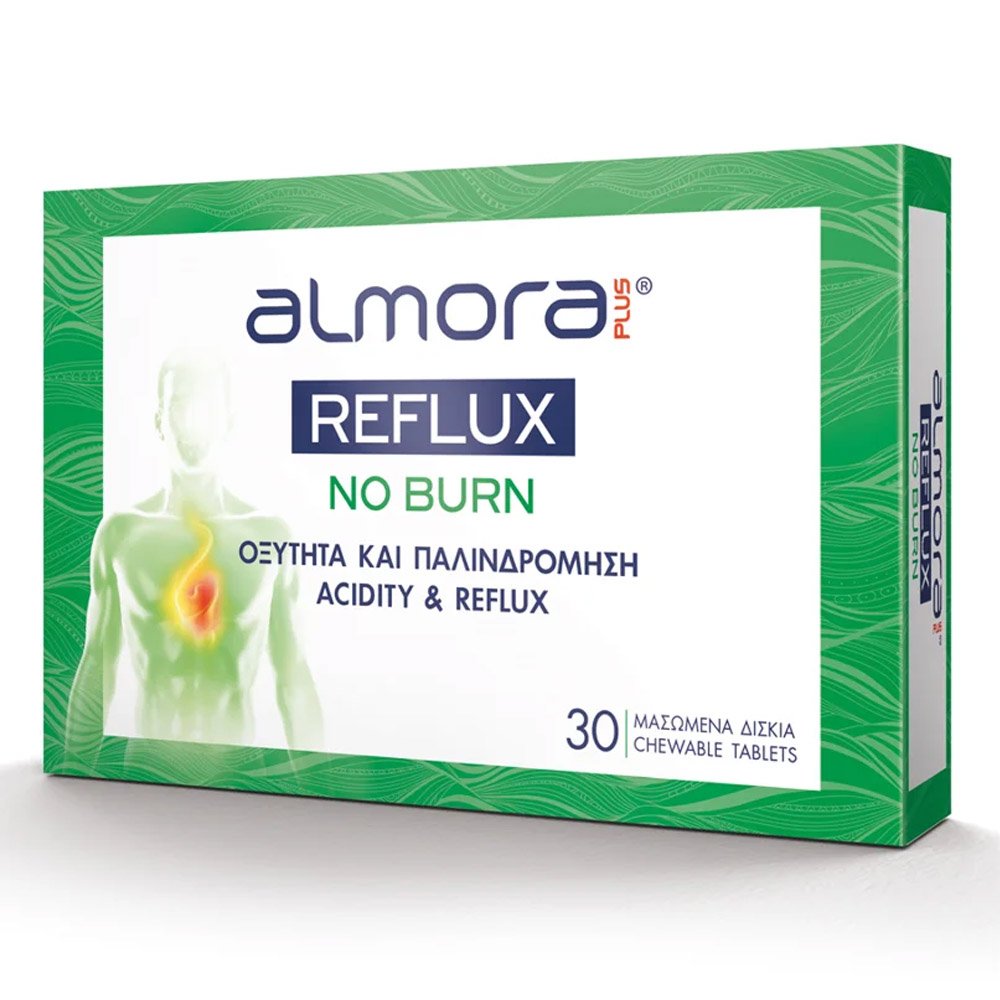 Almora Reflux No Burn Για την Οξύτητα και την Παλινδρόμηση του Γαστροοισοφαγικού Βλενογόννου, 30tbs