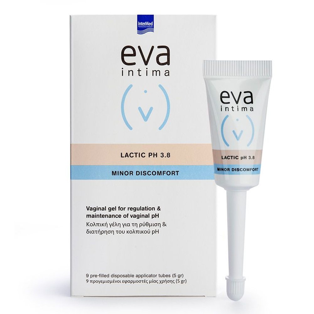 Intermed Eva Intima Lactic Minor Discomfort Κολπική Γέλη για Επαναφορά & Διατήρηση του Φυσιολογικού Κολπικού pH 3.8, 45ml (9 προγεμισμενοι σωληνες των 5gr)