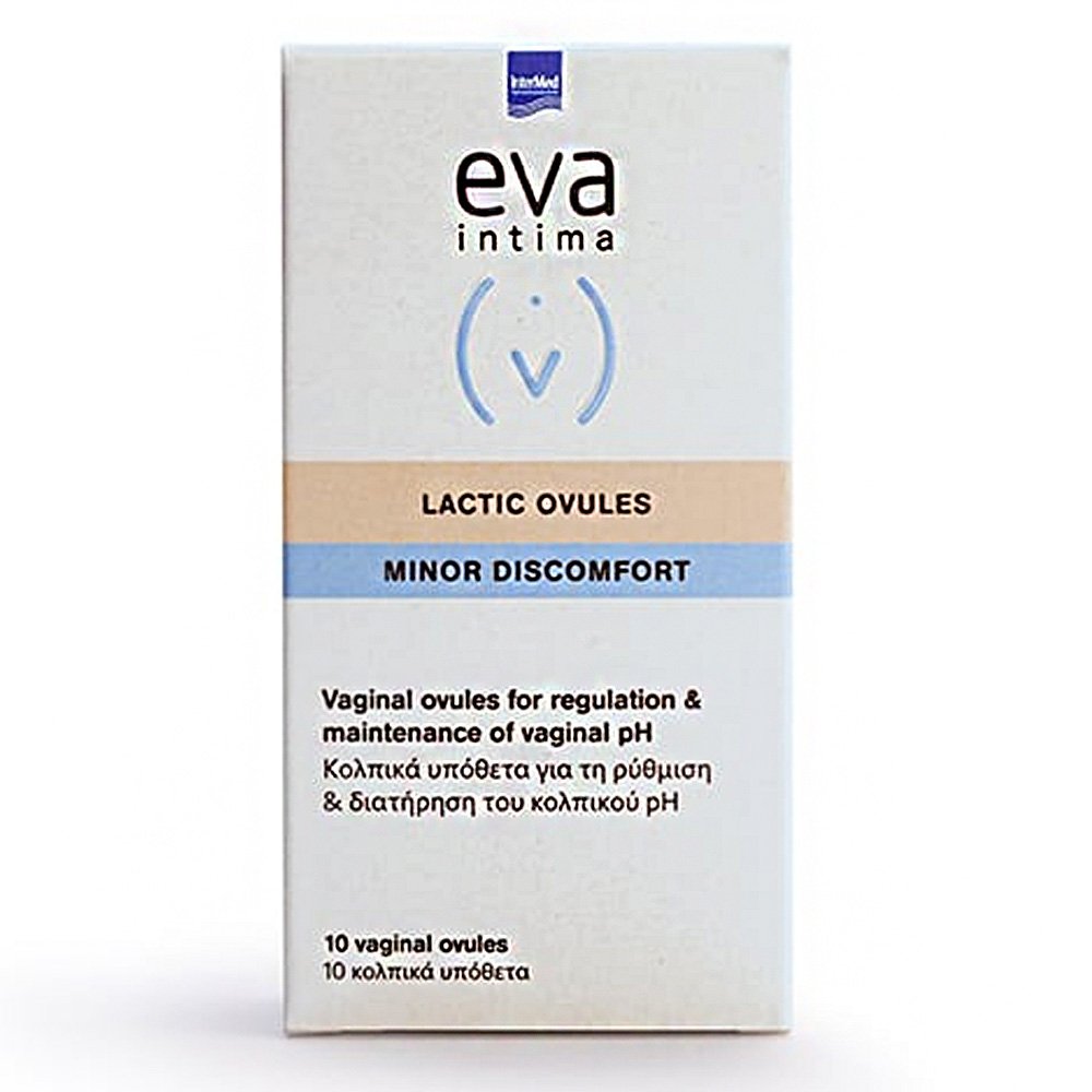 Intermed Eva Intima Lactic Vaginal Ovules Κολπικά Υπόθετα για τη Διατήρηση του pH, 10τμχ