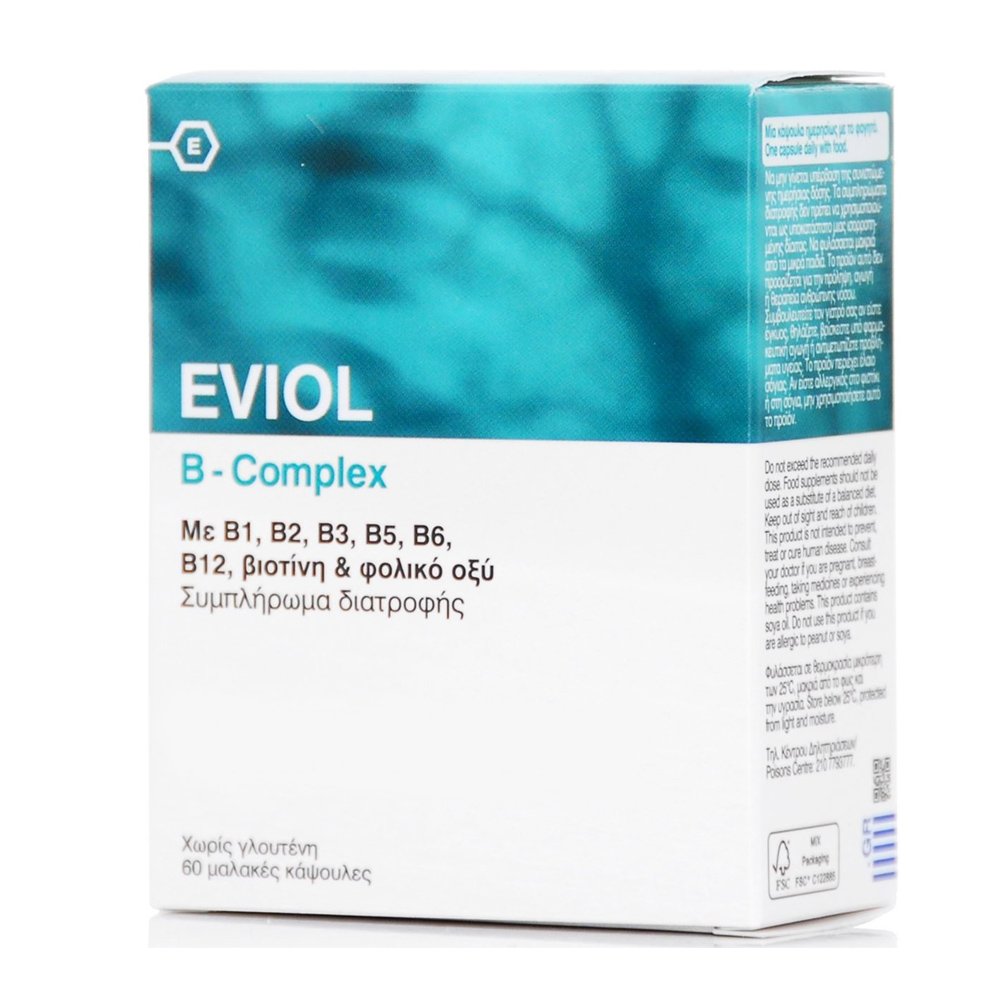 Eviol B-Complex Σύμπλεγμα Βιταμινών Β, 60caps