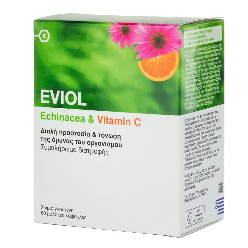 Eviol Echinacea & Vitamin C Συμπλήρωμα Διατροφής με Εχινάκεια & Βιταμίνη C, 60caps