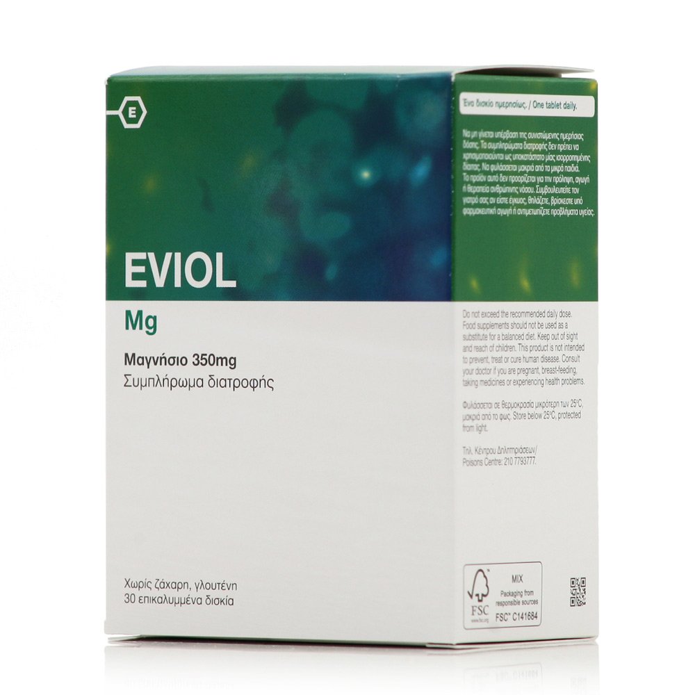 Eviol Mg Magnesium 350mg Συμπλήρωμα Διατροφής με Μαγνήσιο, 30tabs