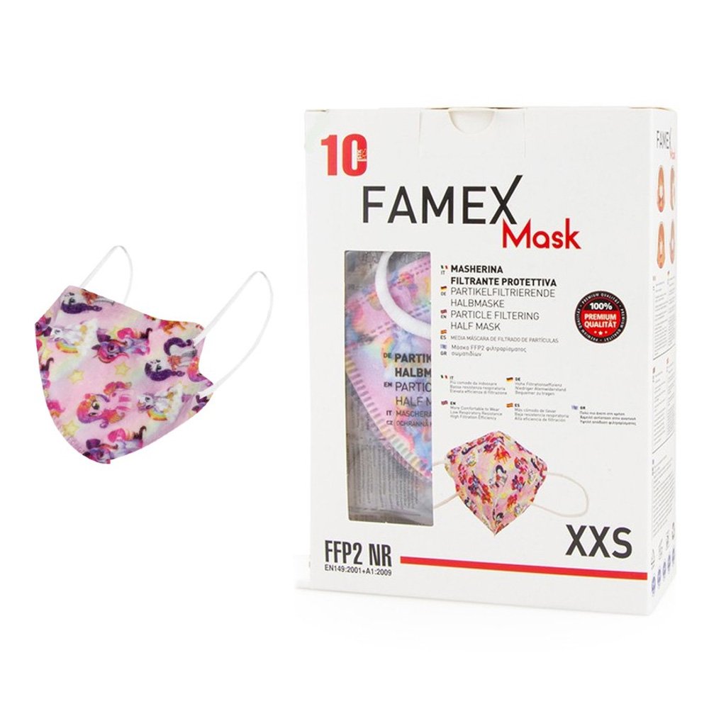 Famex Μάσκα Προστασίας FFP2 NR XXS για Παιδιά με Unicorn, 10τμχ